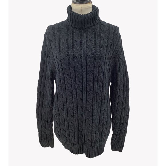 Lands' End Other - Lands End Navy Mens Cable Knit Turtleneck Sweater L 42-44